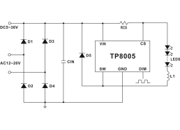 TPOWER/天源代理车灯DC-DC驱动电感电流连续模式下的降压型TP8005 TP8006 TP4205